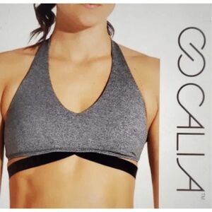 Calia XS grey black strappy halter bikini swim top sexy